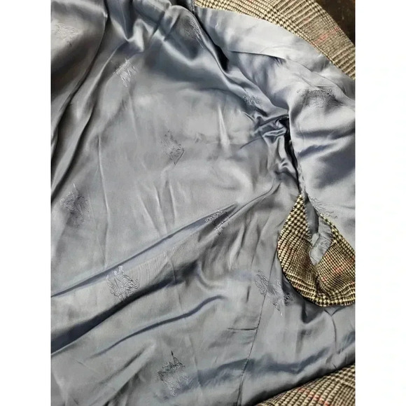 Vintage Mens Burberry Double Breasted Blazer Gray 100% Wool Plaid Lined Notch 42 - Picture 9 of 10